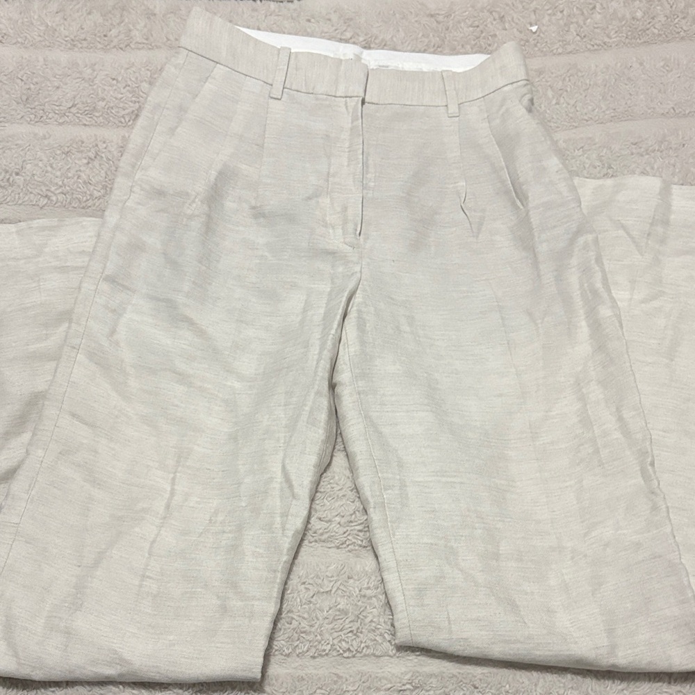 Aritzia Light Beige Linen Trousers